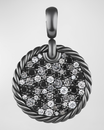 Shop David Yurman Dy Elements Pendant With Diamonds In Blackened Silver, 30.5mm In Black Diamond