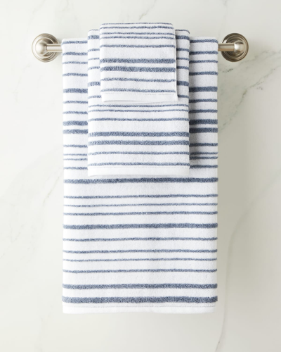 Shop Kassatex Hudson Stripe Wash Towel In Denim Blue/white