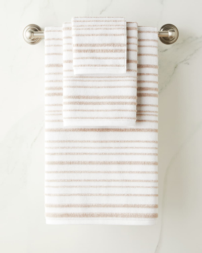Shop Kassatex Hudson Stripe Hand Towel In Linen/white
