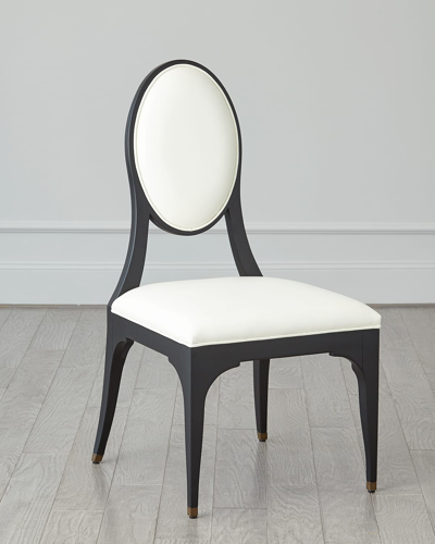 Global Views Harlow Leather Dining Side Chair In Black, White