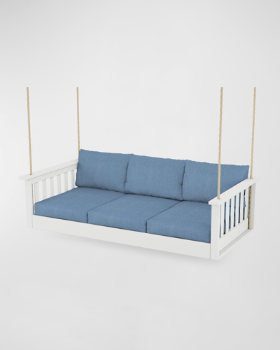 Shop Polywood Vineyard Daybed Swing In White In White / Sky Blue