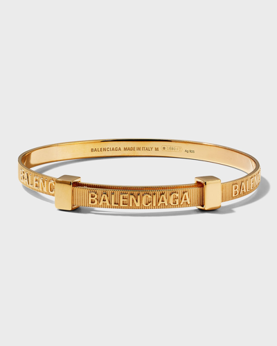 Shop Balenciaga Logo Hoop Bracelet In 0027 Shiny Gold