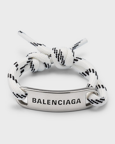Shop Balenciaga Plate Bracelet In 5247 White/blk/an