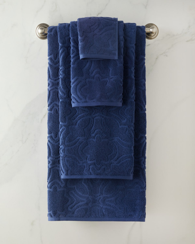 Shop Sferra Moresco Wash Cloth In Navy