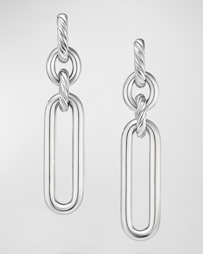 Shop David Yurman Lexington Double Link Drop Earrings In Silver, 2"l In Ss