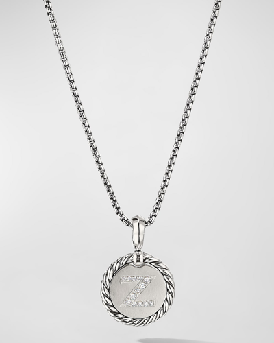 Shop David Yurman Cable Collectibles Initial Pendant With Diamonds In Silver, 28mm In Z