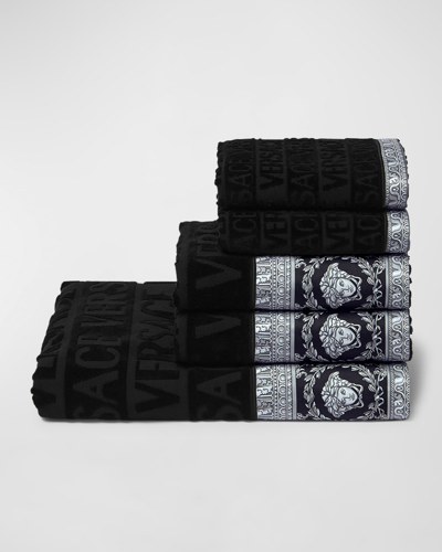 Shop Versace Barocco 5-piece Towel Set In Black/silver