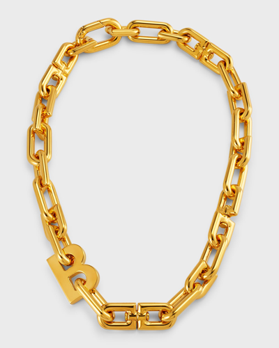 Shop Balenciaga B Chain Thin Necklace In 0027 Shiny Gold
