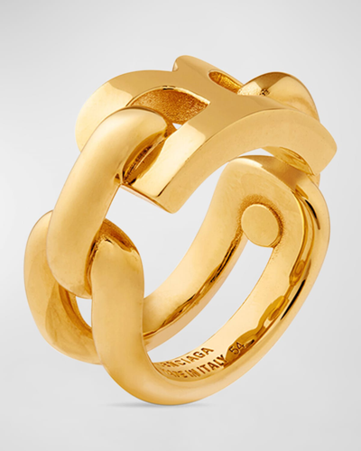 Shop Balenciaga B Chain 2.0 Ring In 0027 Shiny Gold