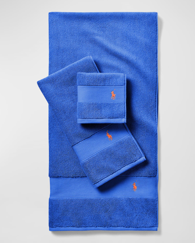 Shop Ralph Lauren Polo Player Wash Towel In New Iris Blue