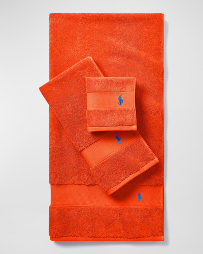 Shop Ralph Lauren Polo Player Hand Towel In Sailing Orange