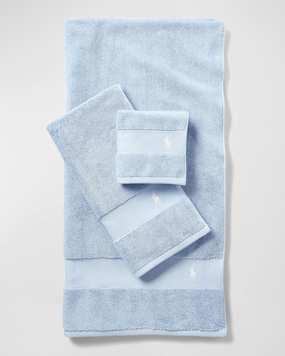 Shop Ralph Lauren Polo Player Wash Towel In Office Blue