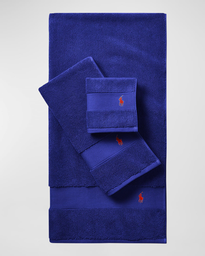 Shop Ralph Lauren Polo Player Hand Towel In Heritage Royal