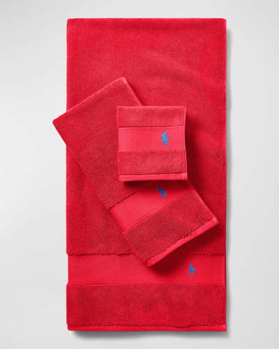 Shop Ralph Lauren Polo Player Hand Towel In Petal Red