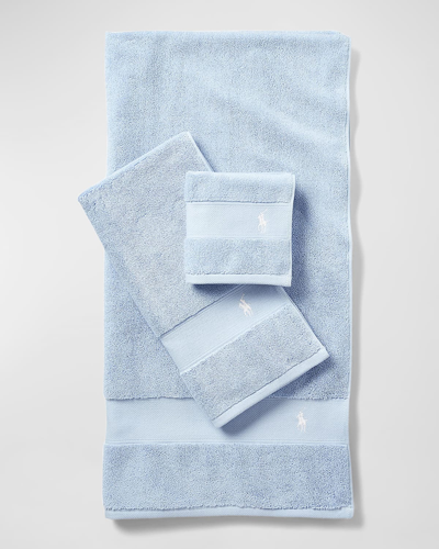 Shop Ralph Lauren Polo Player Hand Towel In Office Blue
