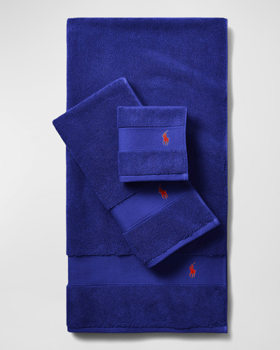 Shop Ralph Lauren Polo Player Wash Towel In Heritage Royal