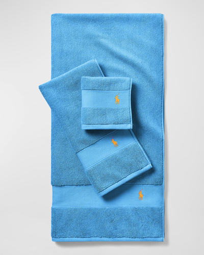 Shop Ralph Lauren Polo Player Wash Towel In Cove Blue