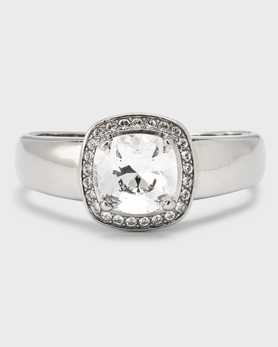 Shop Balenciaga Maxi Solitaire Ring In 1403 Silver/cryst