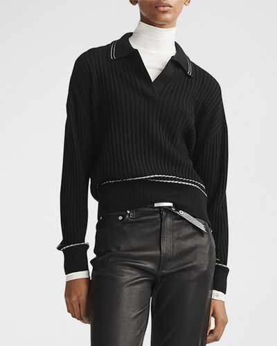 Shop Rag & Bone Monti V-neck Polo Sweater In Black