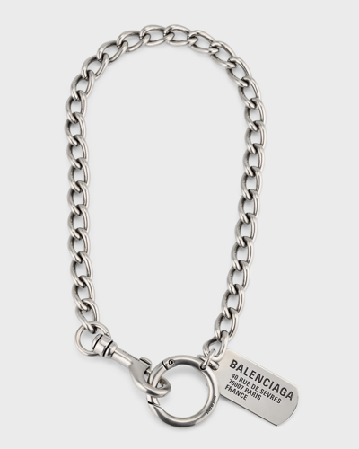 Shop Balenciaga Tags Trouser Chain Necklace In 0911 Antique Silv