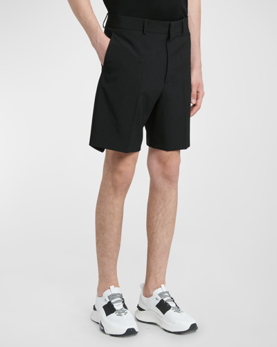 Shop Valentino Men's Dry Tailoring Wool Shorts In Black