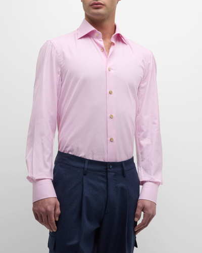 Shop Kiton Men's Cotton Glen Check Sport Shirt In Pink