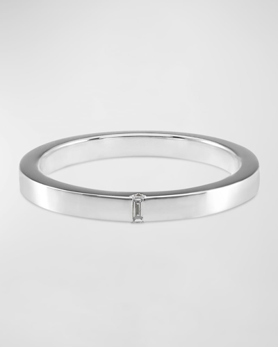 Shop Le Gramme Men's 18k White Gold Baguette Diamond Band Ring, 2.5mm