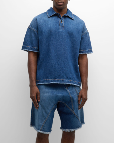 Shop Jw Anderson Men's Denim Polo Shirt In Light Blue