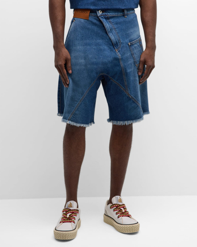 Shop Jw Anderson Men's Twisted Denim Workwear Pants In Light Blue Denim