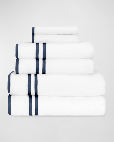 Shop Home Treasures Ribbons 6-piece Turkish Terry Cloth Bath Towel Set In Wh/navy