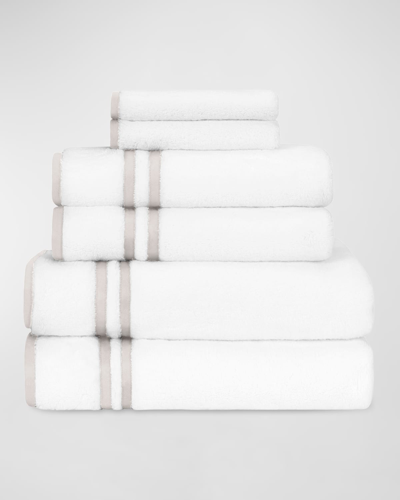 Shop Home Treasures Ribbons 6-piece Turkish Terry Cloth Bath Towel Set In Wh/oyster