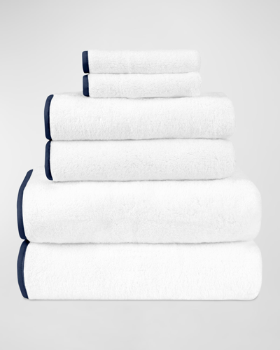 Shop Home Treasures Bodrum 6-piece Turkish Terry Cloth Bath Towel Set In Wh/navy