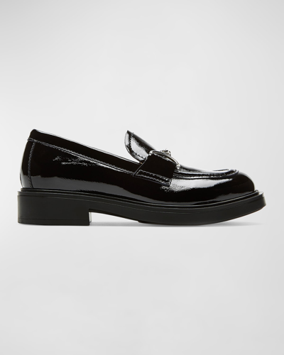 Shop La Canadienne Celine Patent Chain Slip-on Loafers In Black