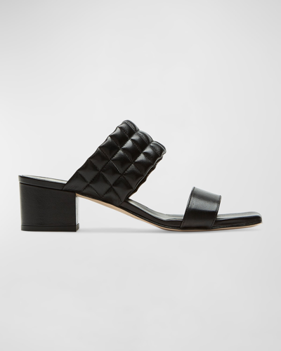 Shop La Canadienne Rossy Quilted Leather Slide Mules In Black