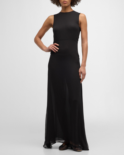 Shop Albus Lumen Nina Sleeveless Silk-chiffon Gown In Black
