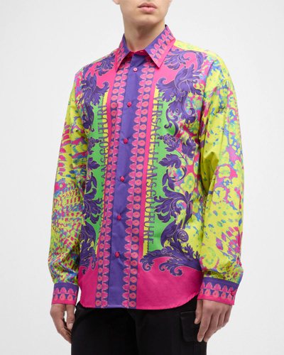 Shop Versace Jeans Couture Men's Animal Baroque Sport Shirt In Multicolor