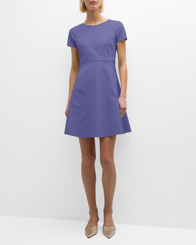 Shop Emporio Armani Raglan-sleeve Fit-&-flare Mini Dress In Deep Blue