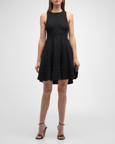 Shop Emporio Armani Fit-&-flare Ottoman Jersey Mini Dress In Black