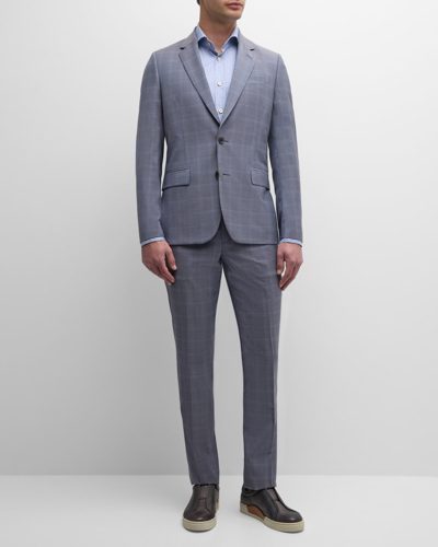 Shop Paul Smith Men's Windowpane Check Two-piece Suit In Blue/purple