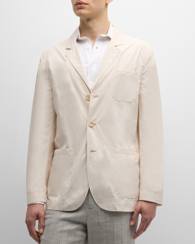 Shop Brunello Cucinelli Men's 3-pocket Single-breasted Blazer In Ivory