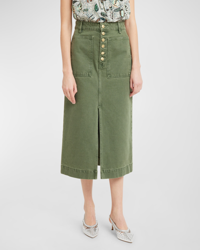 Shop Ulla Johnson The Bea Denim Midi Skirt In Juniper Wash