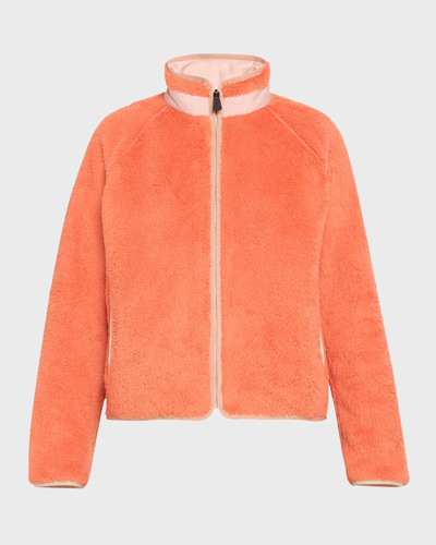 Shop Moncler Water-repellent Reversible Fleece Jacket In Orange