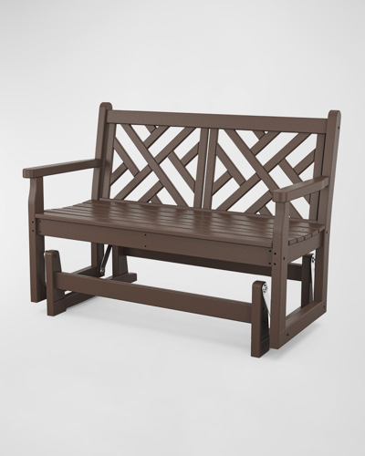 Shop Polywood Chippendale 48" Outdoor Glider In Mahogany