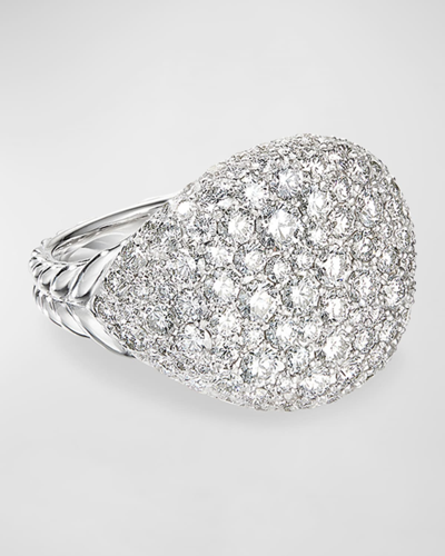 Shop David Yurman Chevron Pave Diamond Pinky Ring In 18k White Gold In 40 White