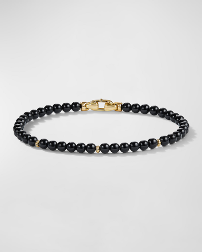 Shop David Yurman Spiritual Bead Bracelet With Black Onyx And Gold In 10 Black