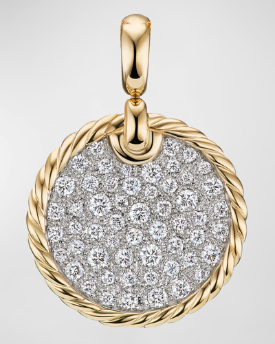 Shop David Yurman Dy Elements Disc Pendant With Diamonds In 18k Gold, 21.2mm In 60 Multi-colored