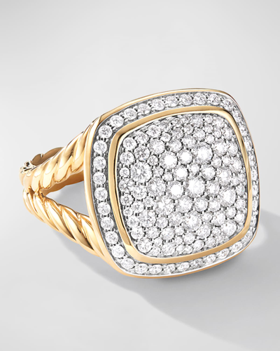 Shop David Yurman 14mm Albion Ring With Diamonds In 18k Gold In 40 White