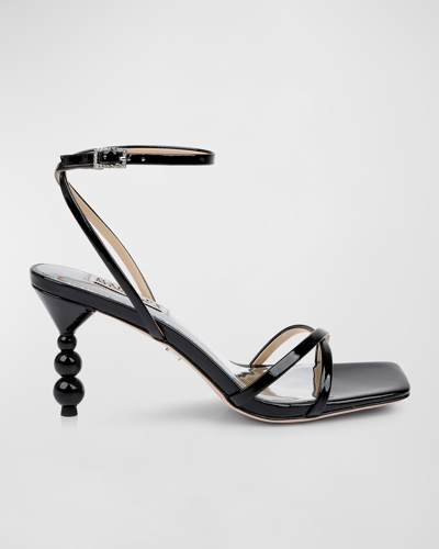 Shop Badgley Mischka Callie Leather Crisscross Ankle-strap Sandals In Black