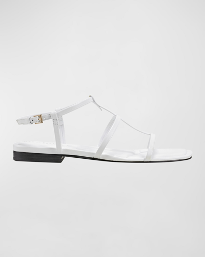 Shop Marc Fisher Ltd Leather T-strap Flat Slingback Sandals In White