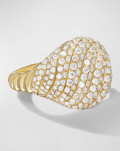 Shop David Yurman Sculpted Cable Pinky Ring With Diamonds In 18k Gold, 13mm In 60 Multi-colored